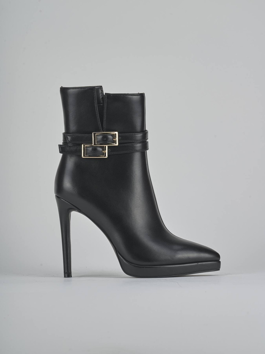 Stivaletti tacco 10cm pelle sostenibile nero