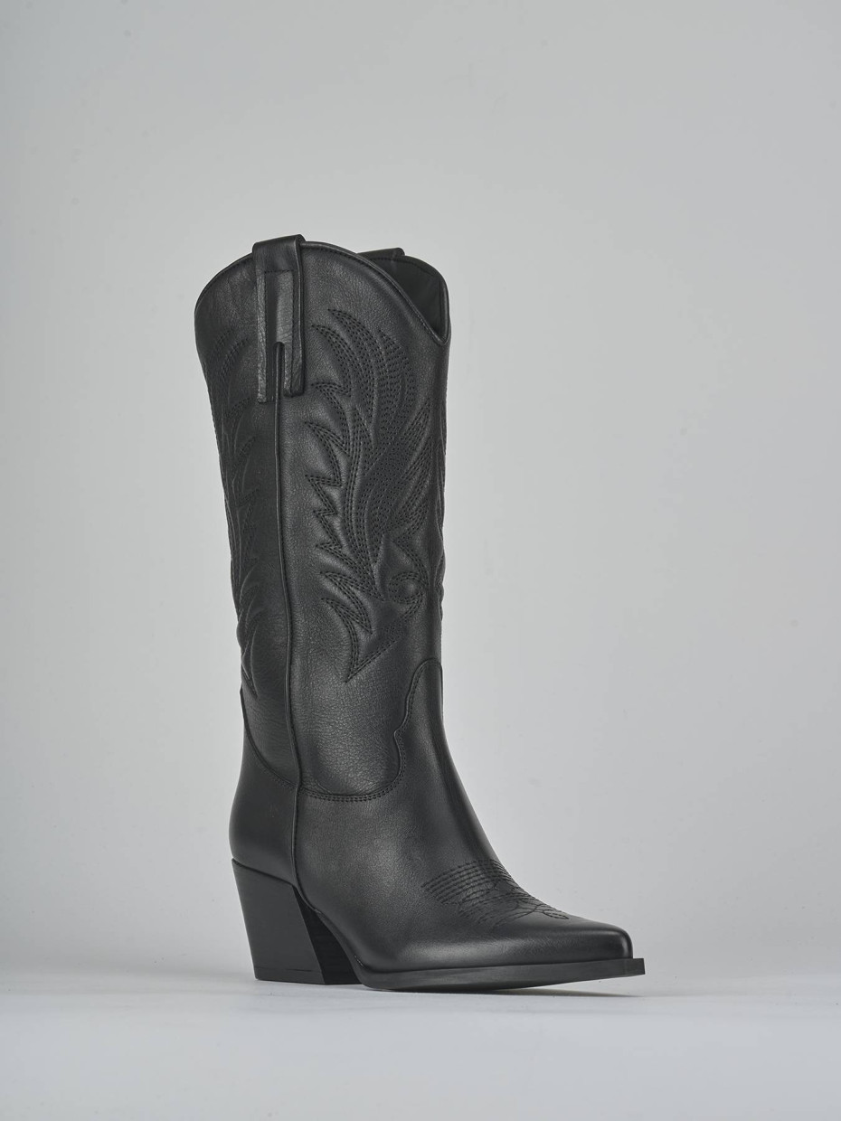 Stivali tacco 5cm pelle nero