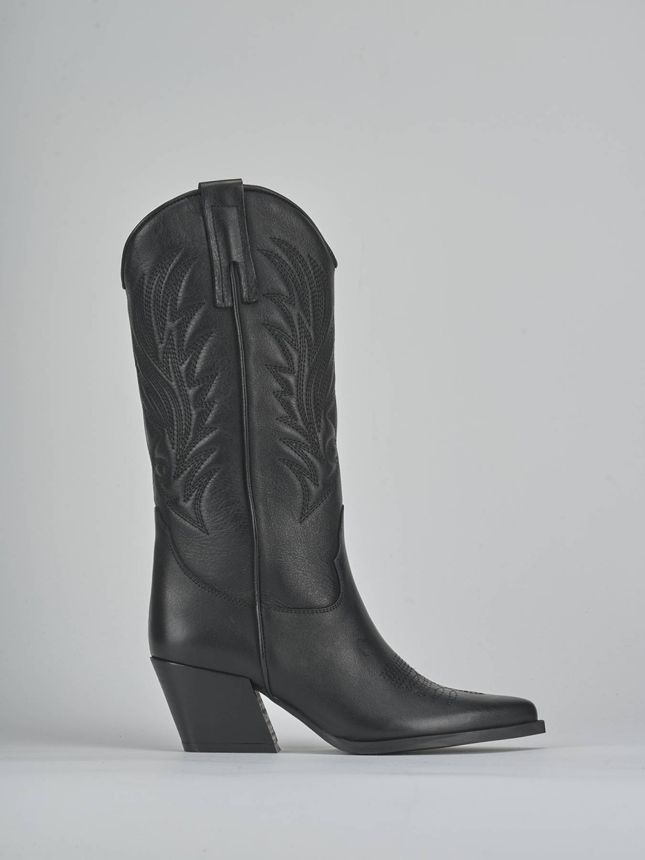Stivali tacco 5cm pelle nero