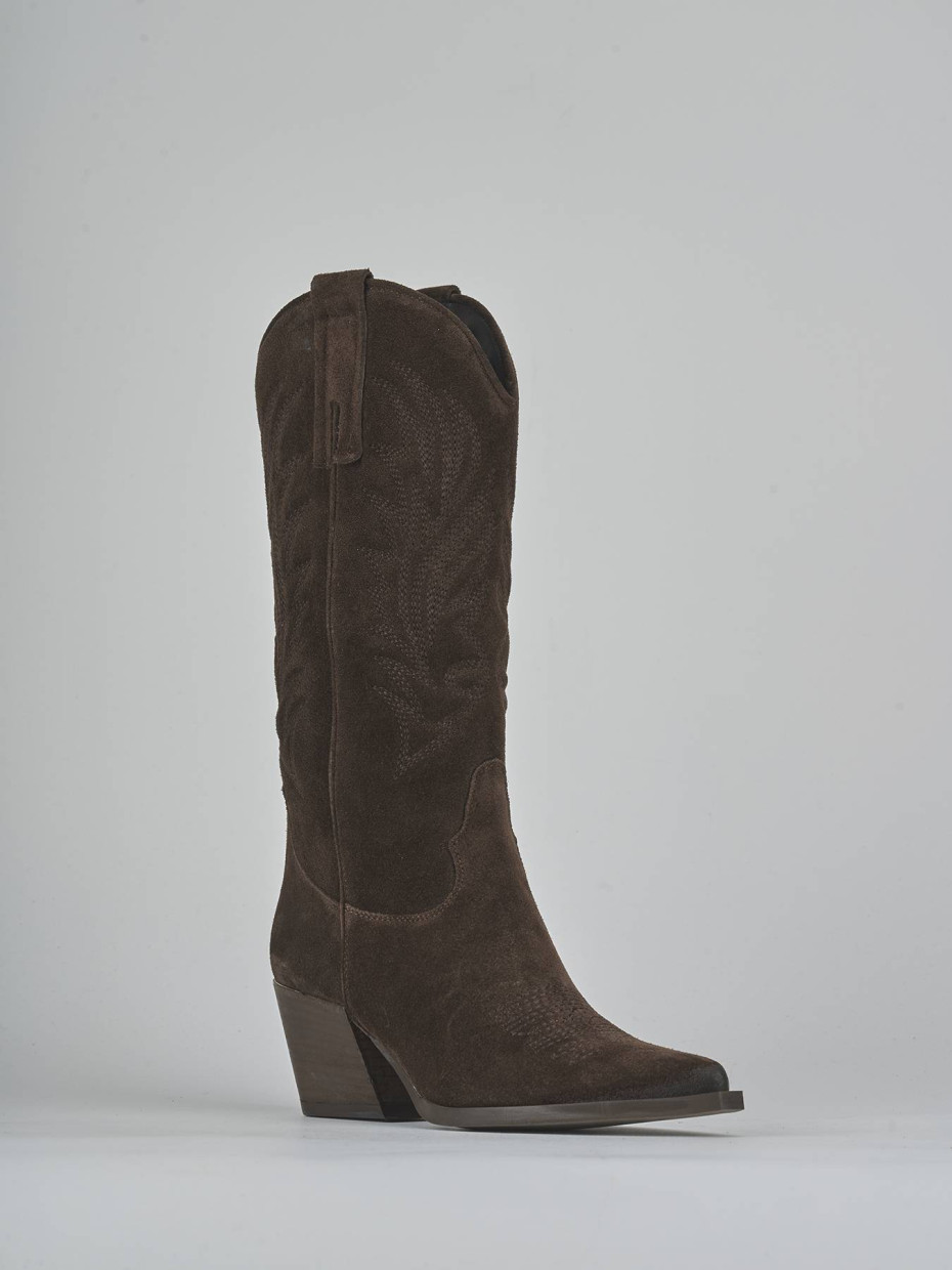 Stivali tacco 5cm camoscio testa