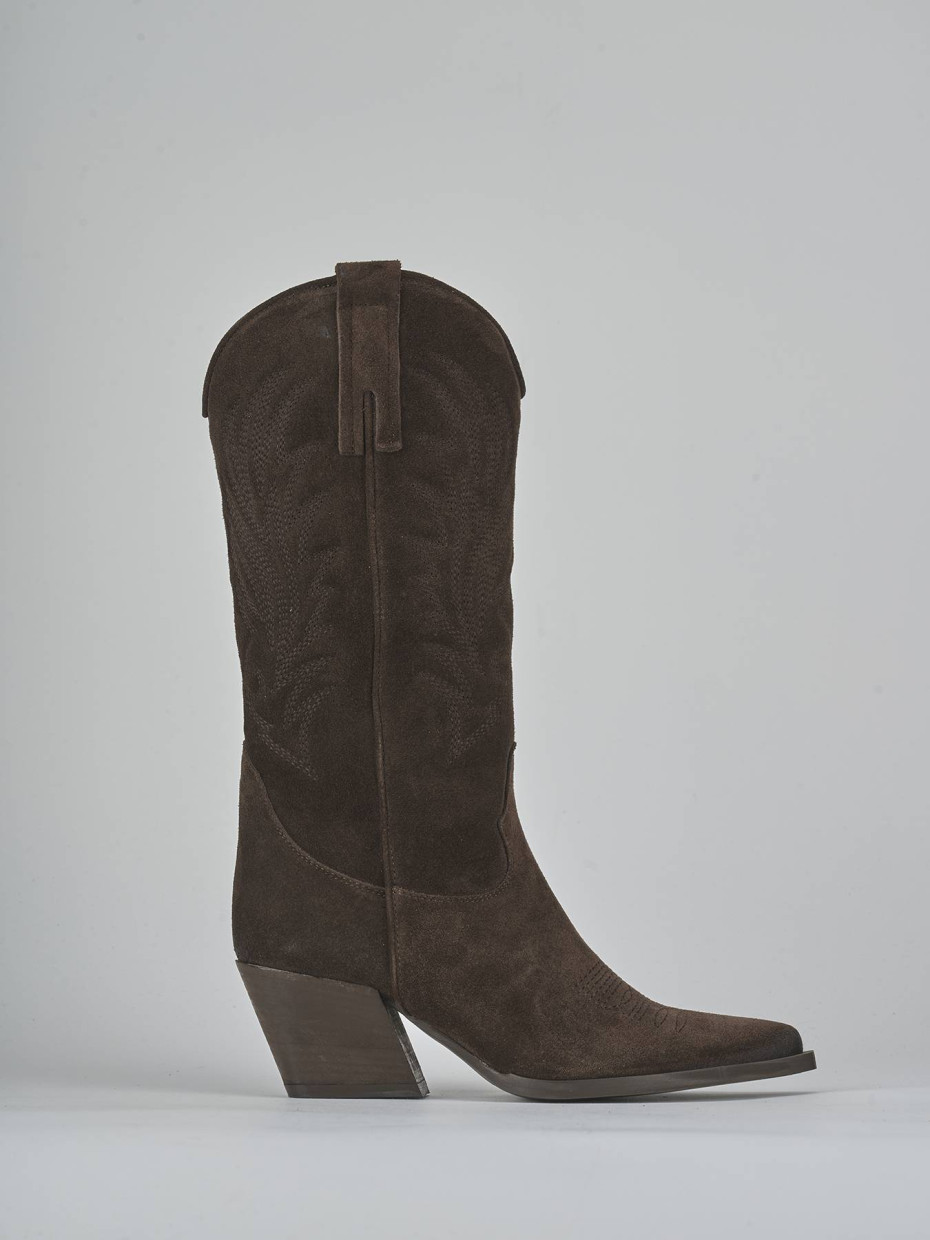 Stivali tacco 5cm camoscio testa