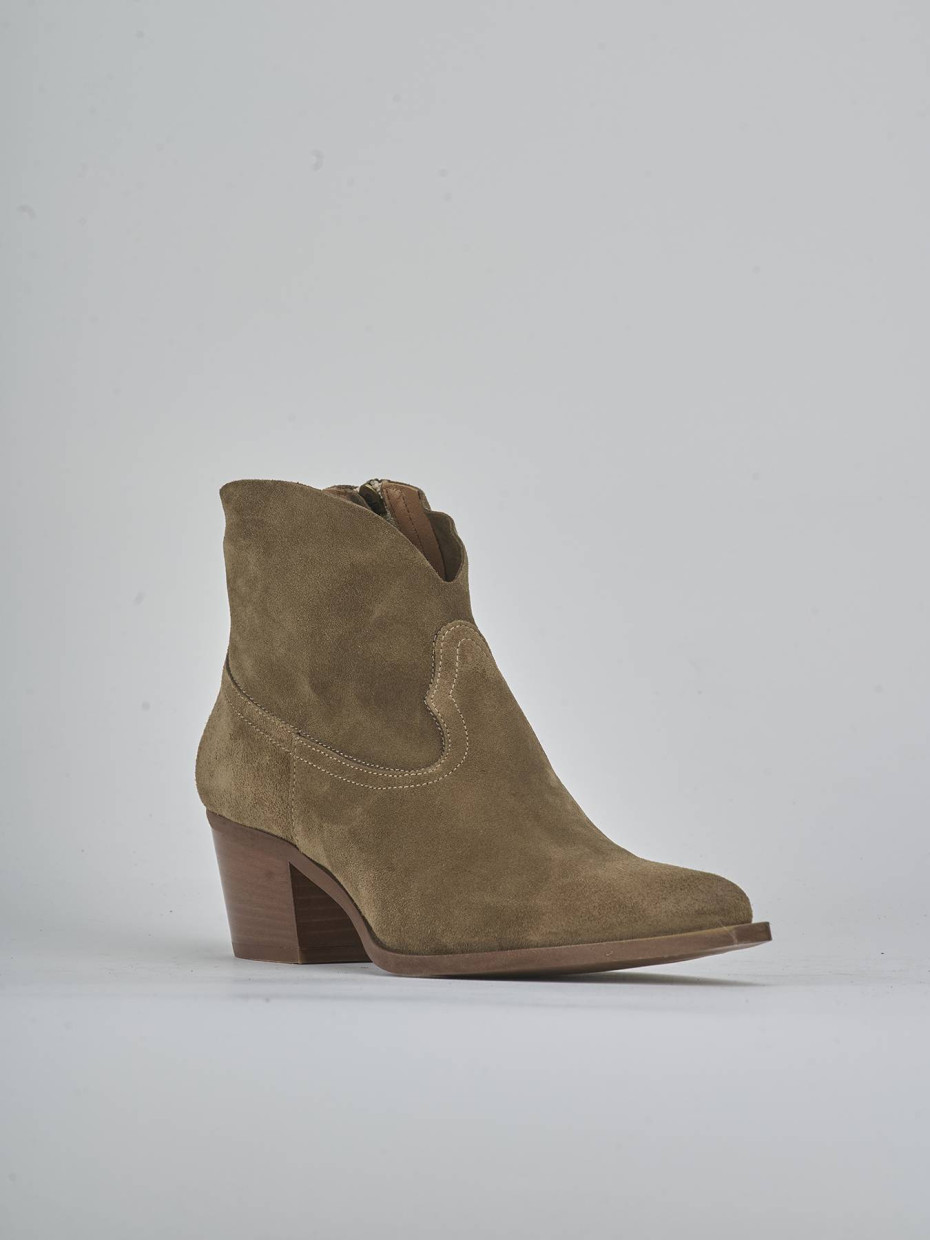 Botines de tacón alto tacón 5 cm beis ante