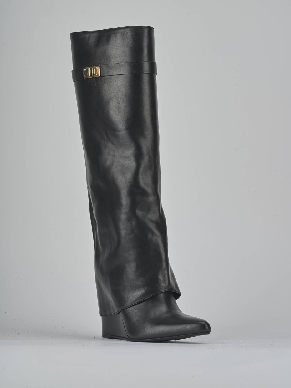 Stivali tacco 9cm pelle nero