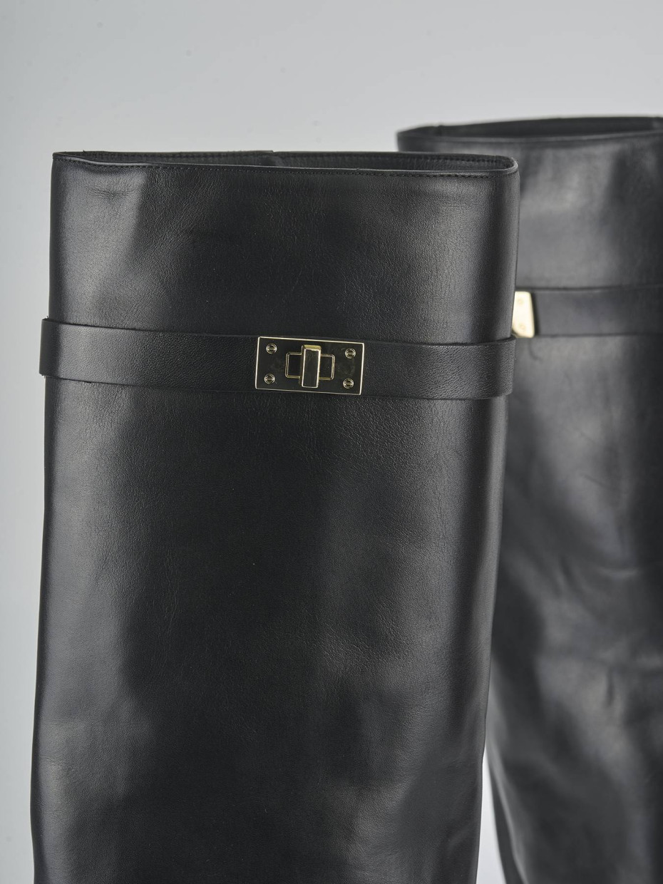 Stivali tacco 9cm pelle nero