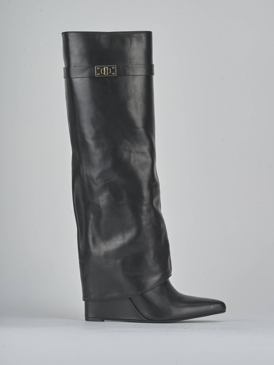 Stivali tacco 9cm pelle nero