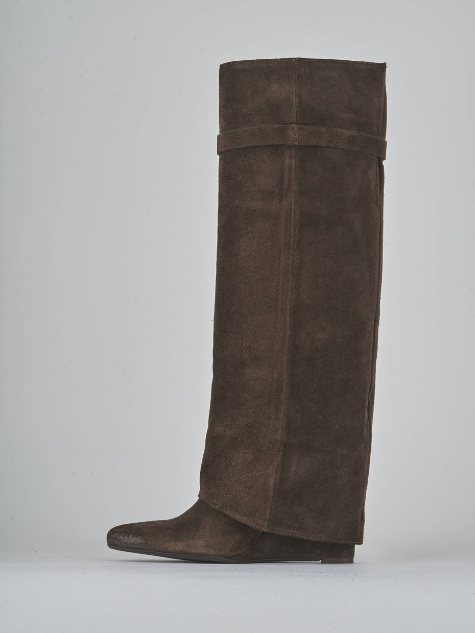 High heel boots heel 9 cm dark brown suede