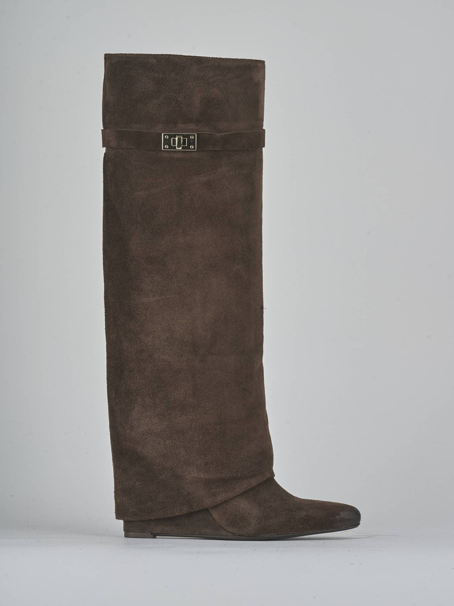 High heel boots heel 9 cm dark brown suede