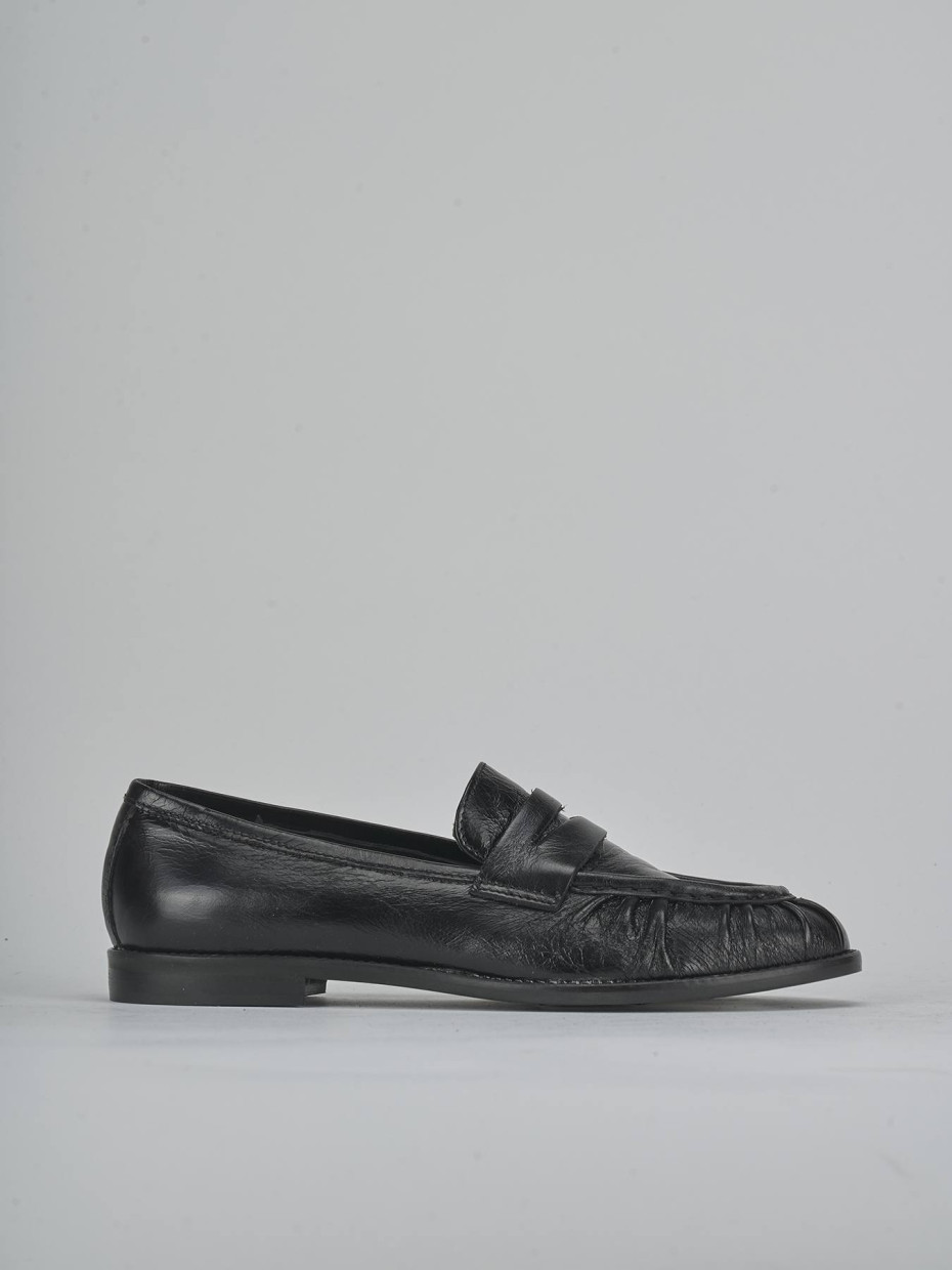 Mocasines tacón 1 cm negro cuero