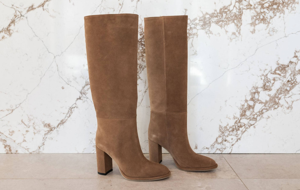 High heel boots heel 9 cm brown suede