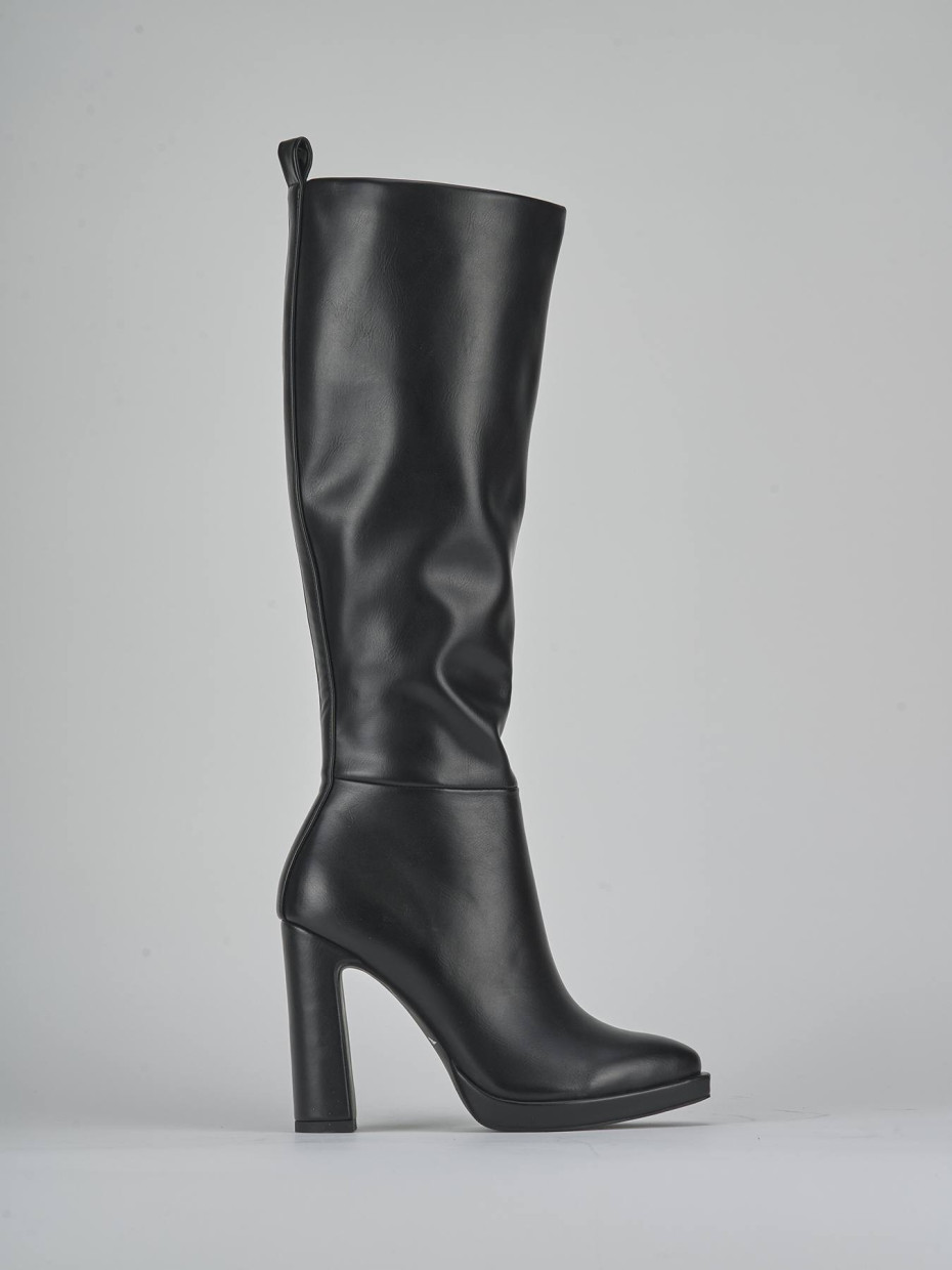 Stivali tacco 11cm pelle sostenibile nero