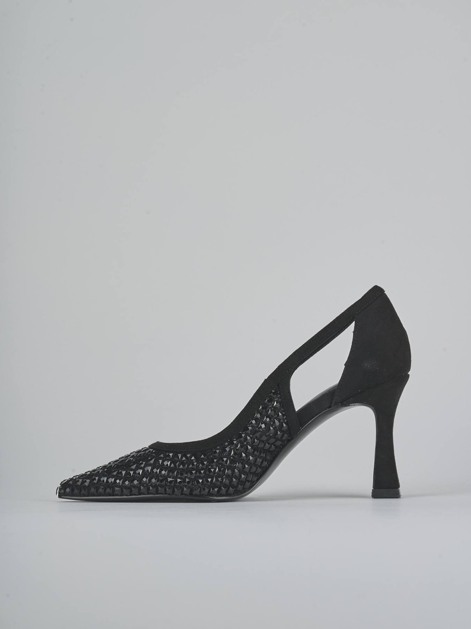 Décolleté tacco 8cm camoscio sostenible nero