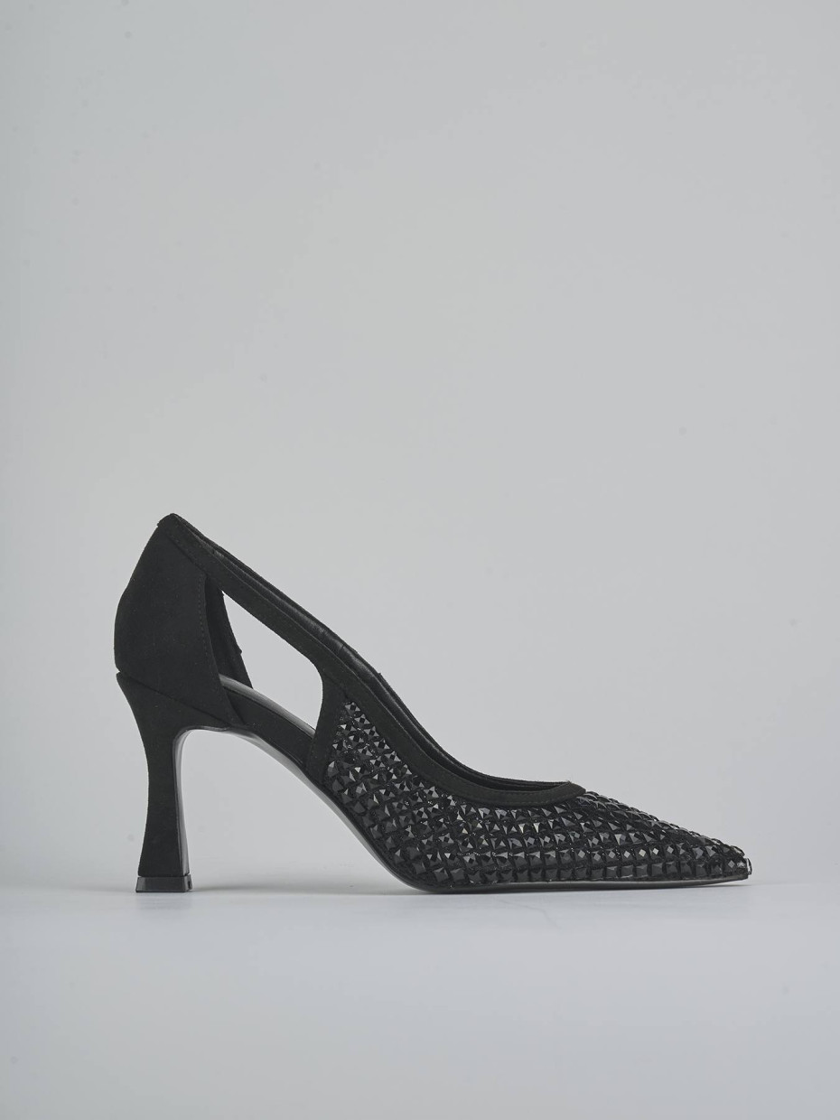 Décolleté tacco 8cm camoscio sostenible nero