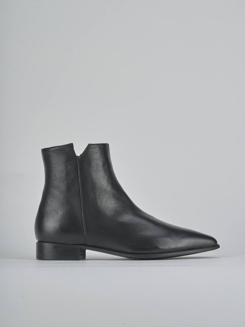 Botines de tacón bajo tacón 2 cm negro cuero