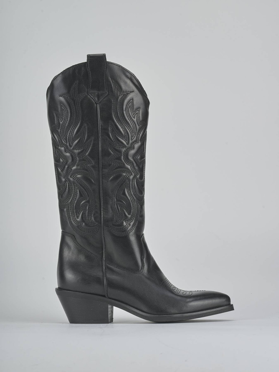 Stivali tacco 4cm pelle nero