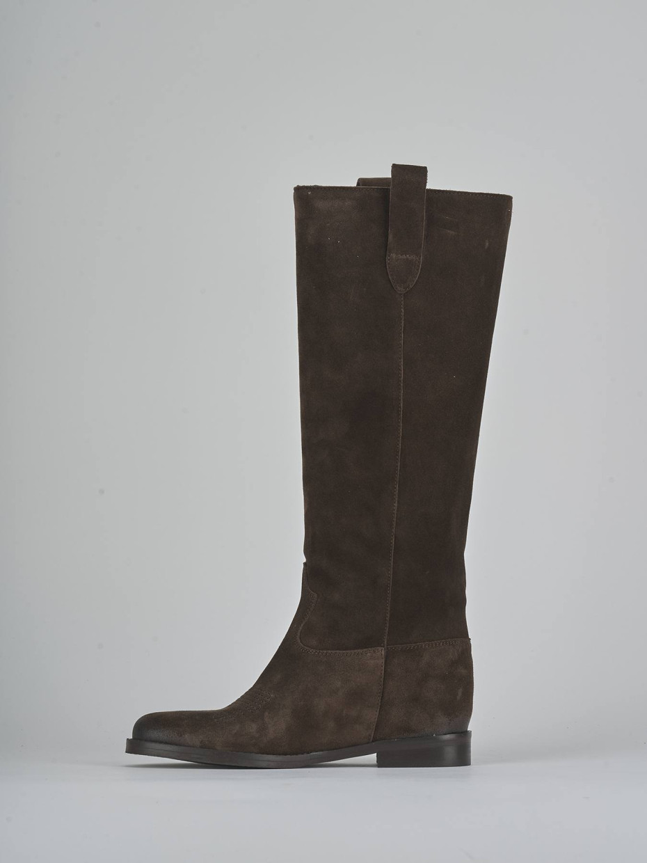 Low heel boots heel 2 cm dark brown suede