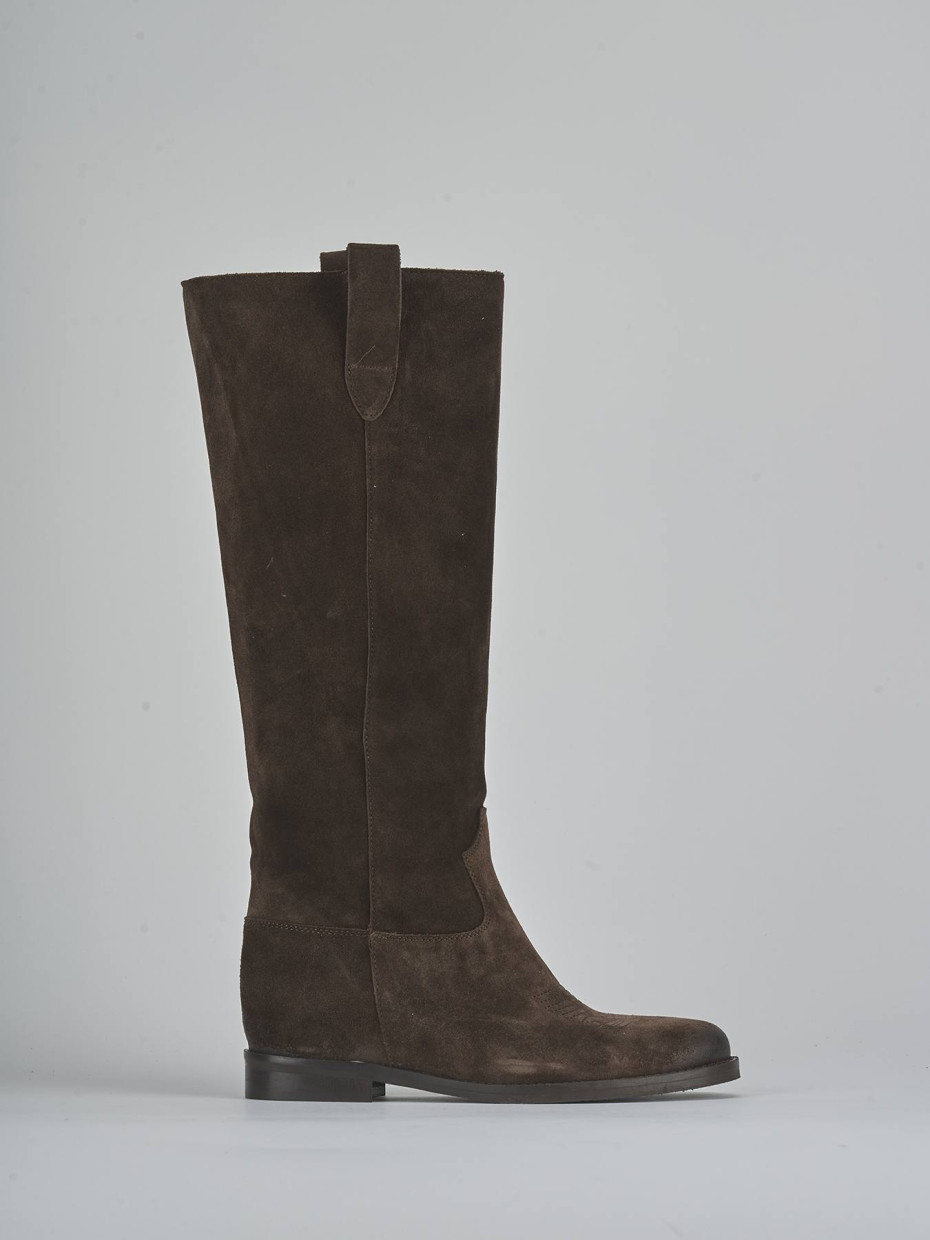Low heel boots heel 2 cm dark brown suede