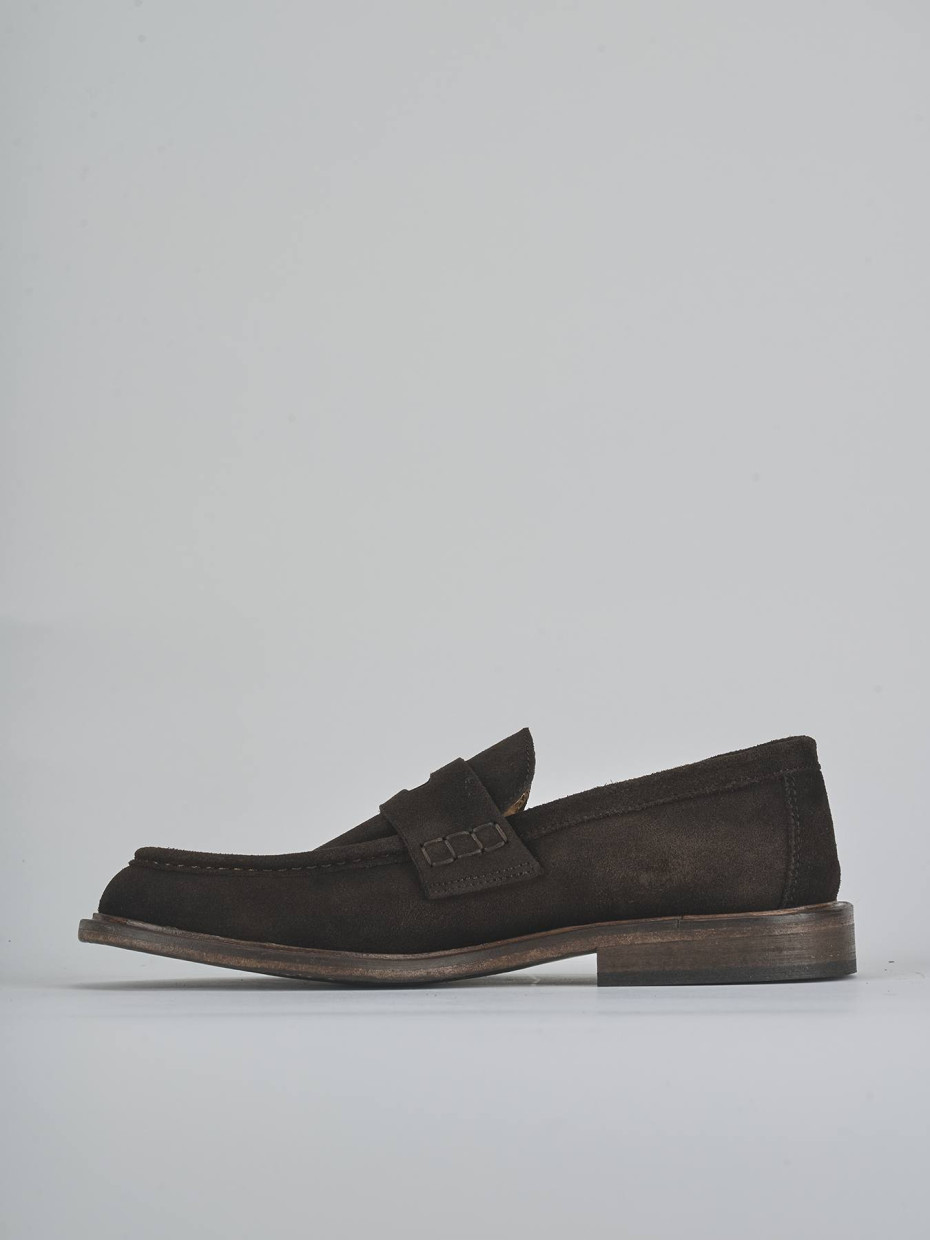 Mocasines tacón 1 cm marrón oscuro ante