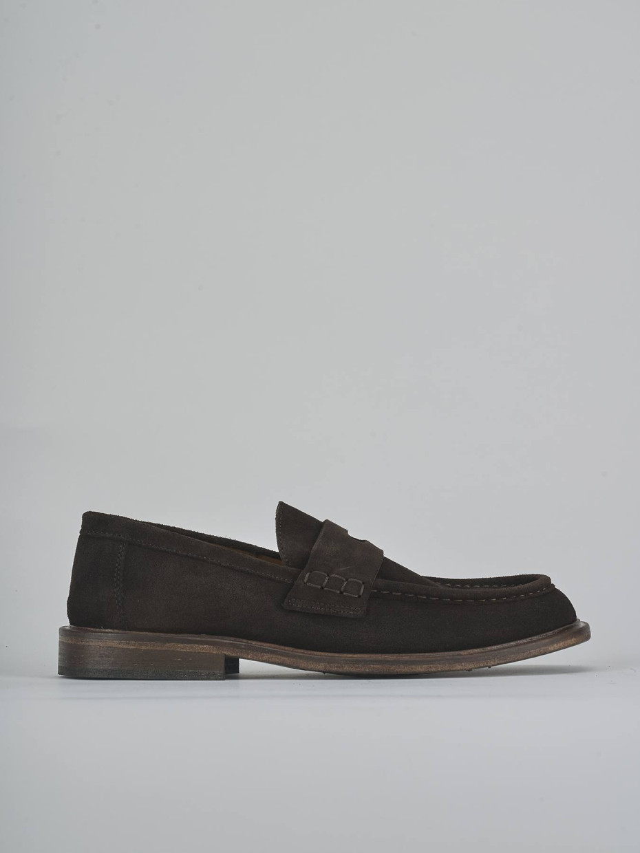 Mocasines tacón 1 cm marrón oscuro ante