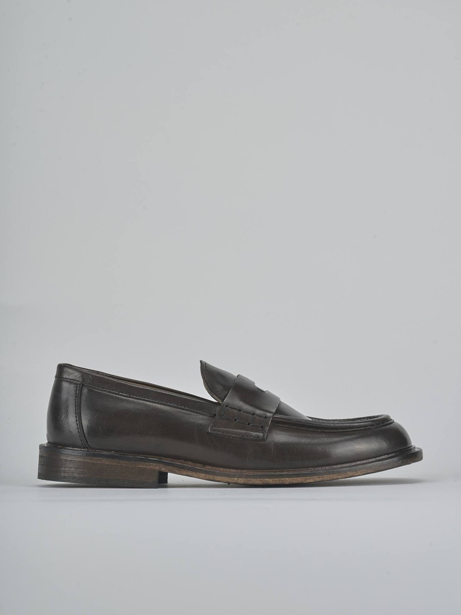 Mocasines tacón 1 cm marrón oscuro cuero
