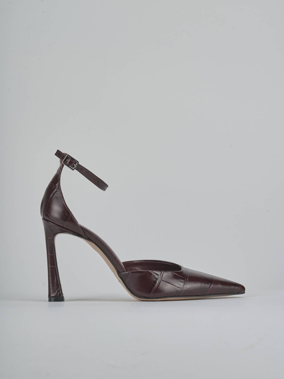 Zapatos de salón tacón 9 cm burdeos efecto coco