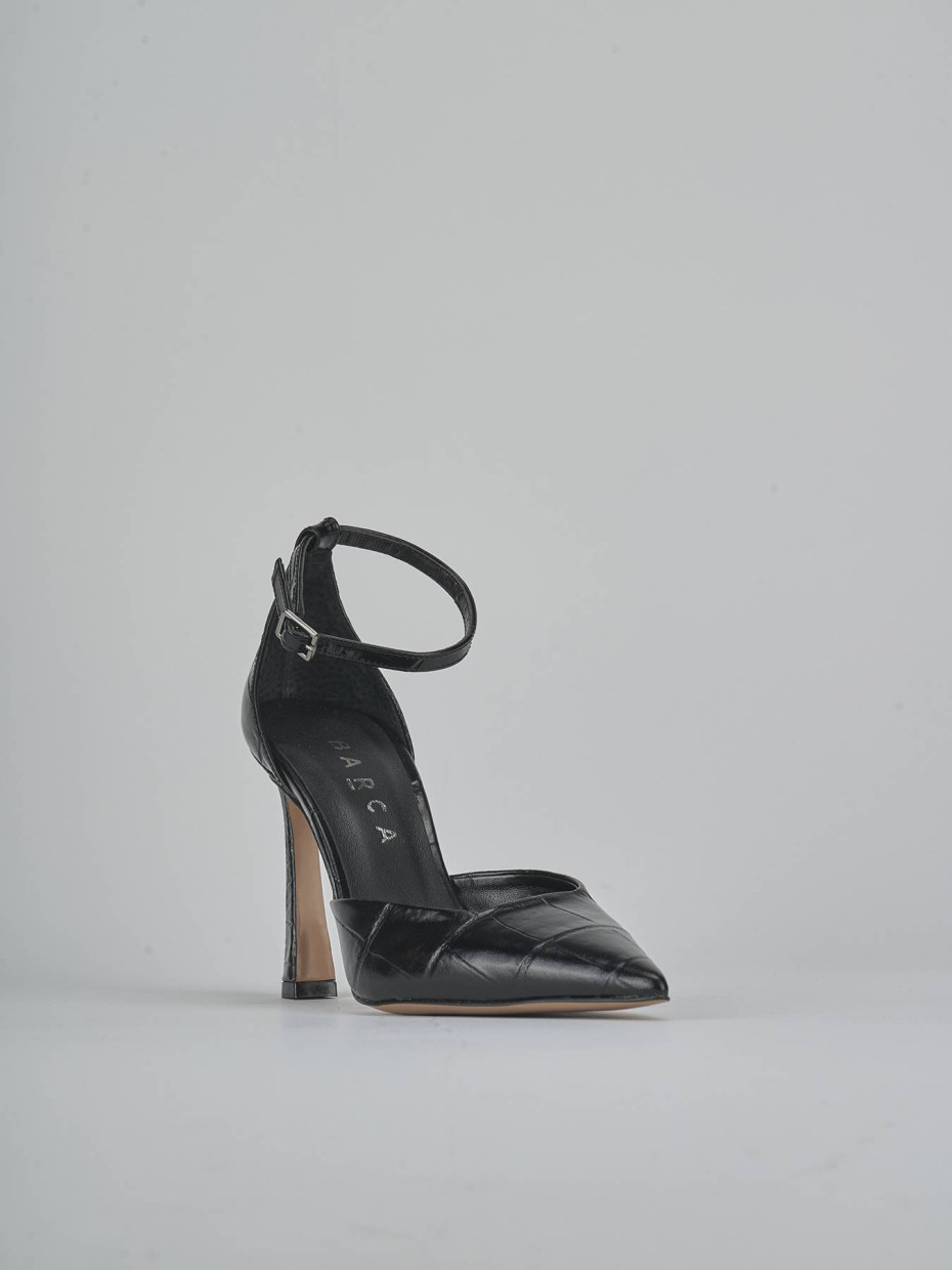 Zapatos de salón tacón 9 cm negro efecto coco