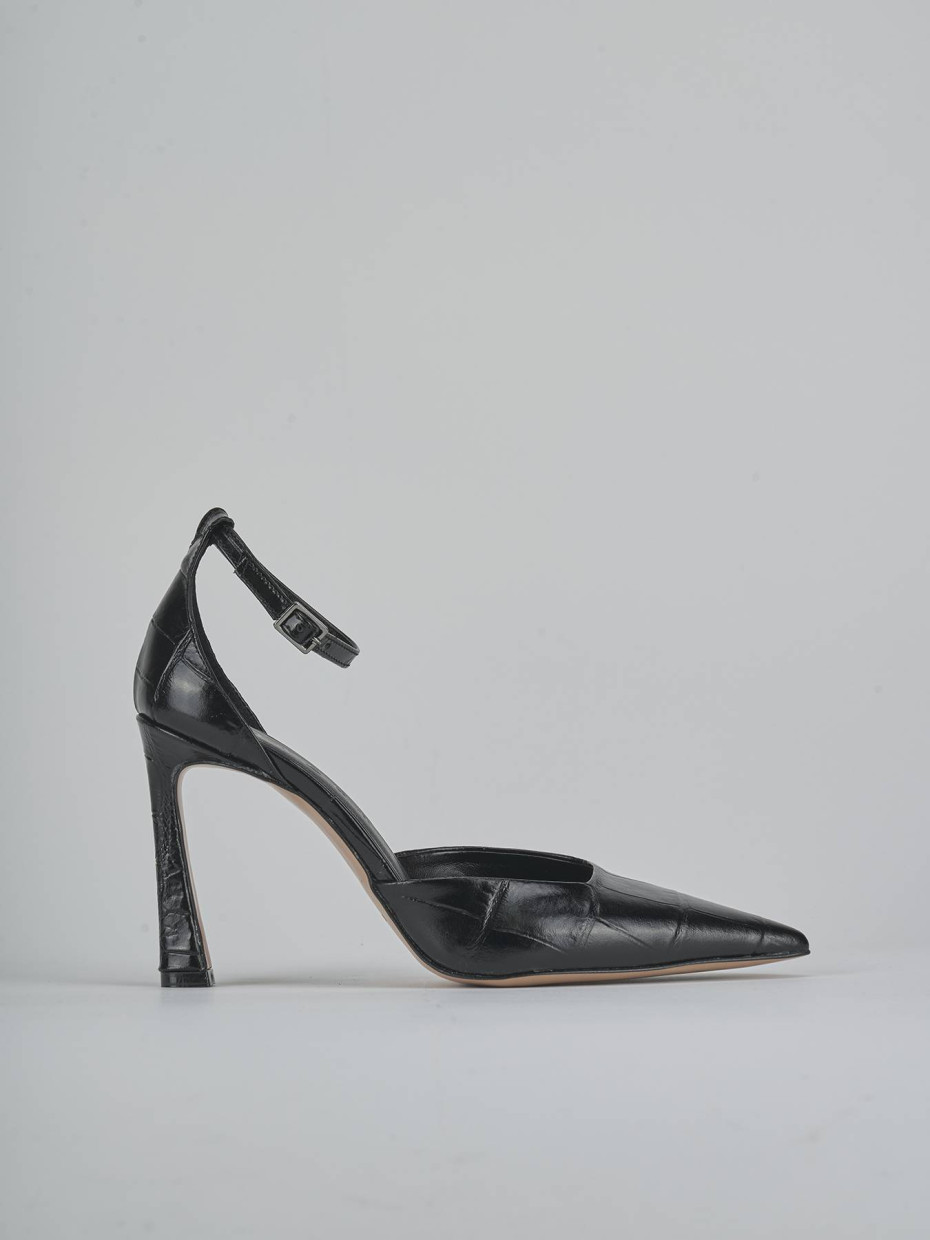 Zapatos de salón tacón 9 cm negro efecto coco