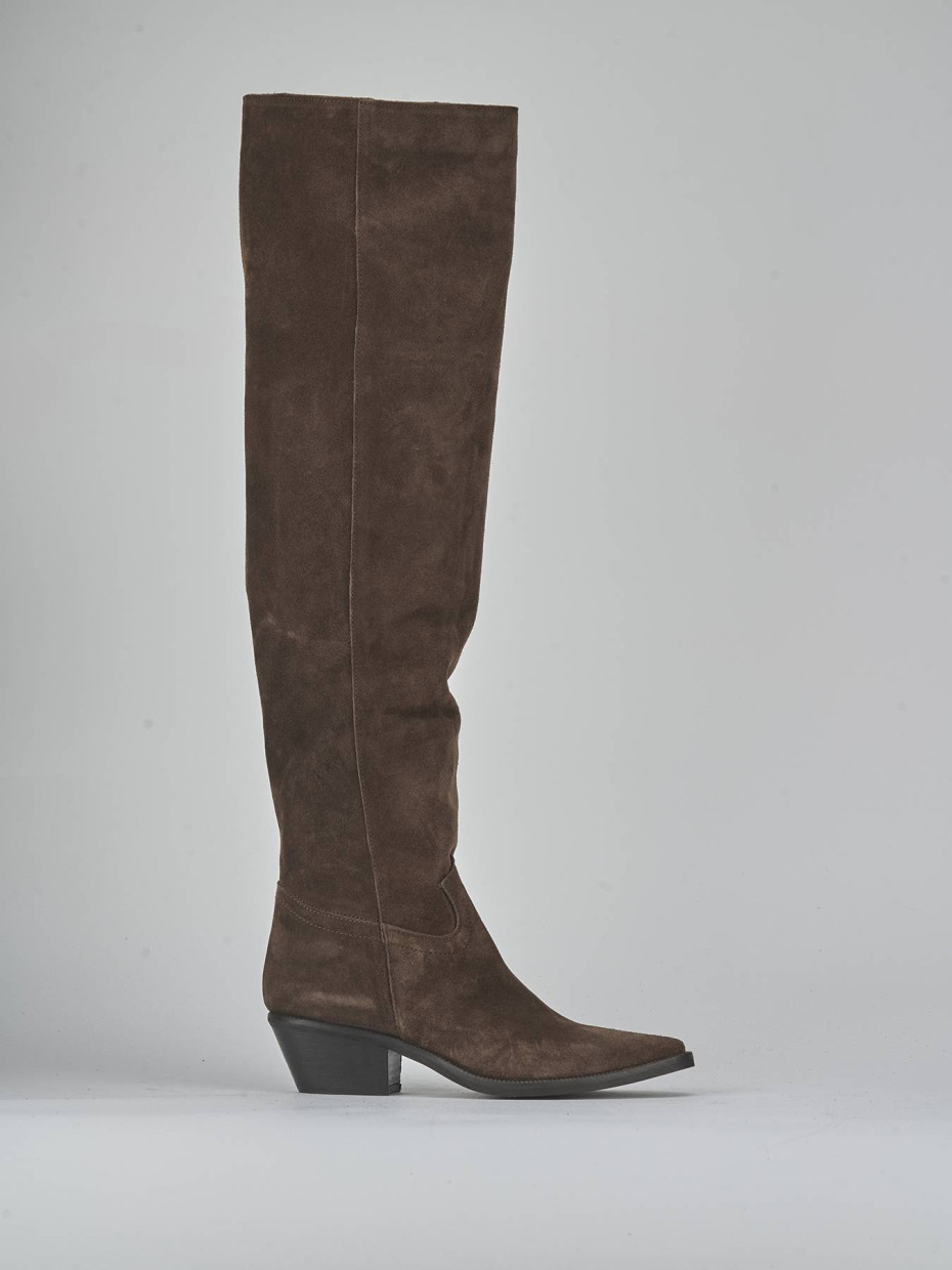 Low heel boots heel 4 cm dark brown suede
