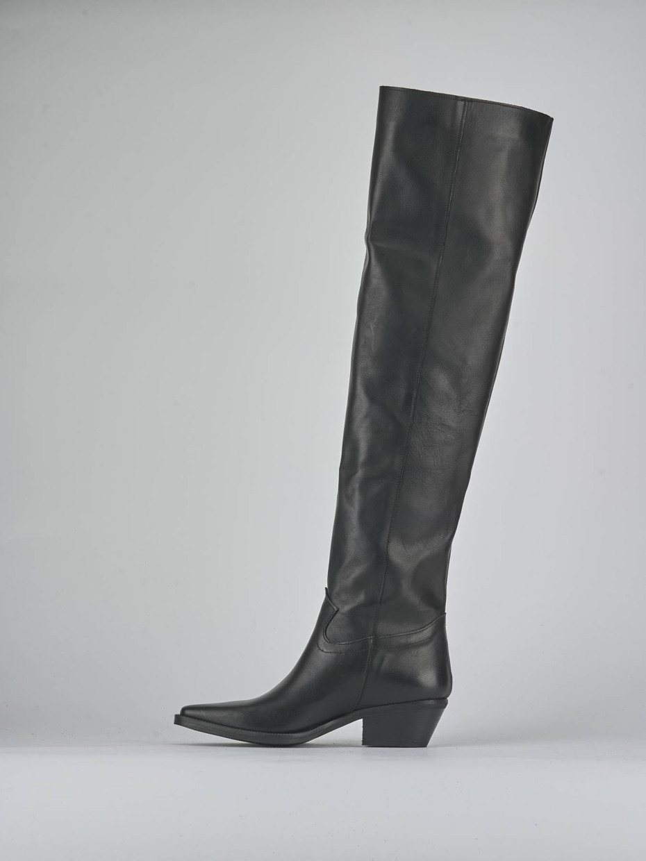 Stivali tacco 4cm pelle nero
