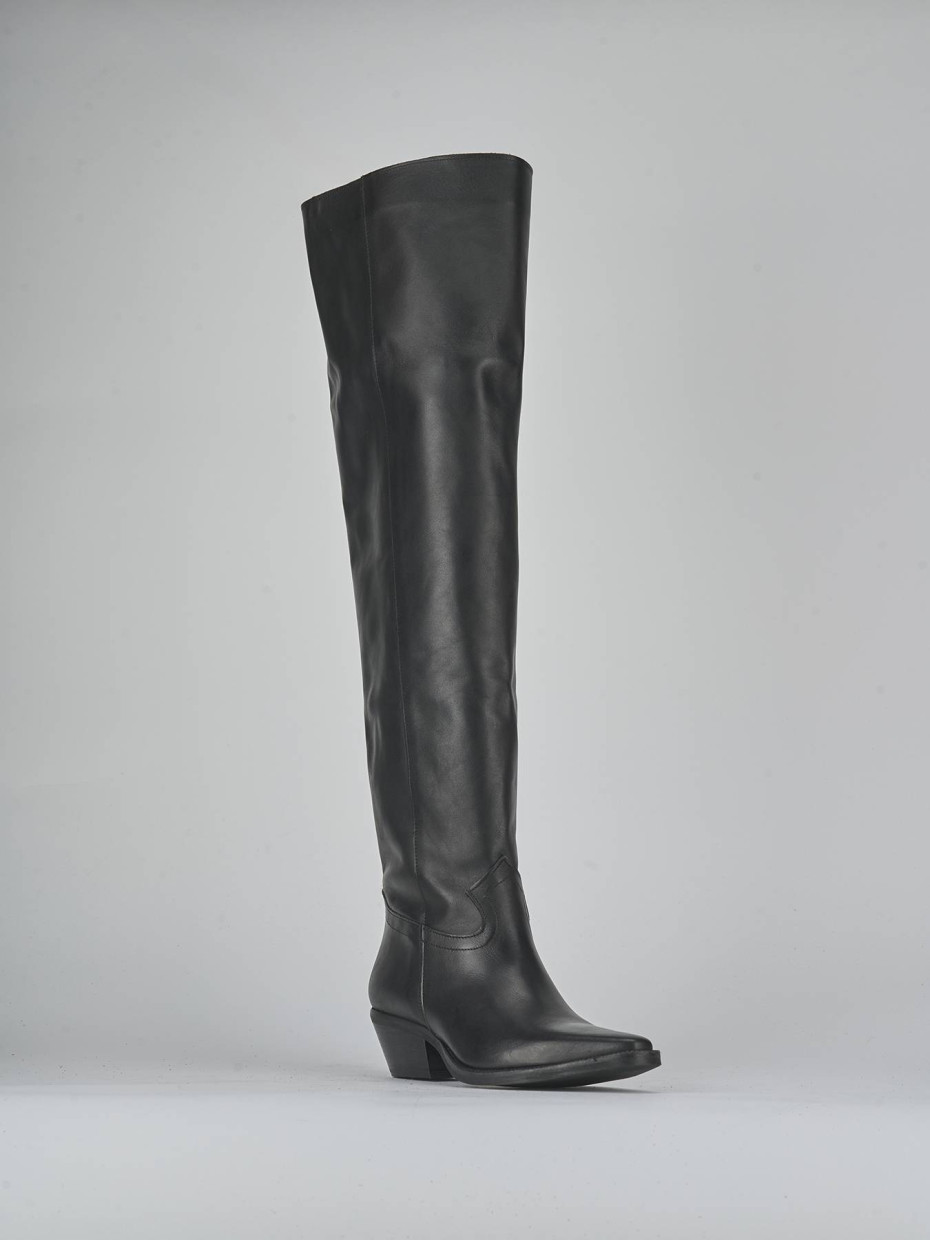 Stivali tacco 4cm pelle nero