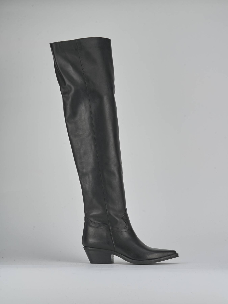 Stivali tacco 4cm pelle nero