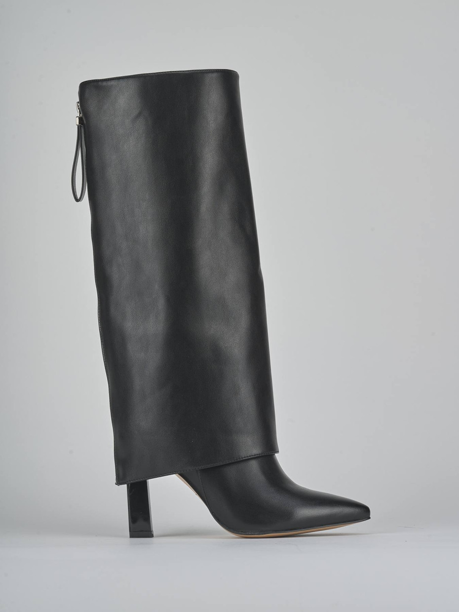 Botas de tacón alto tacón 10 cm negro pelle sostenibile
