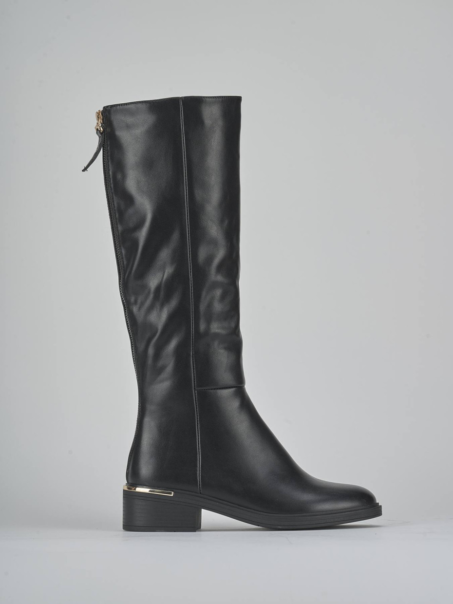 Low heel boots heel 4 cm black pelle sostenibile