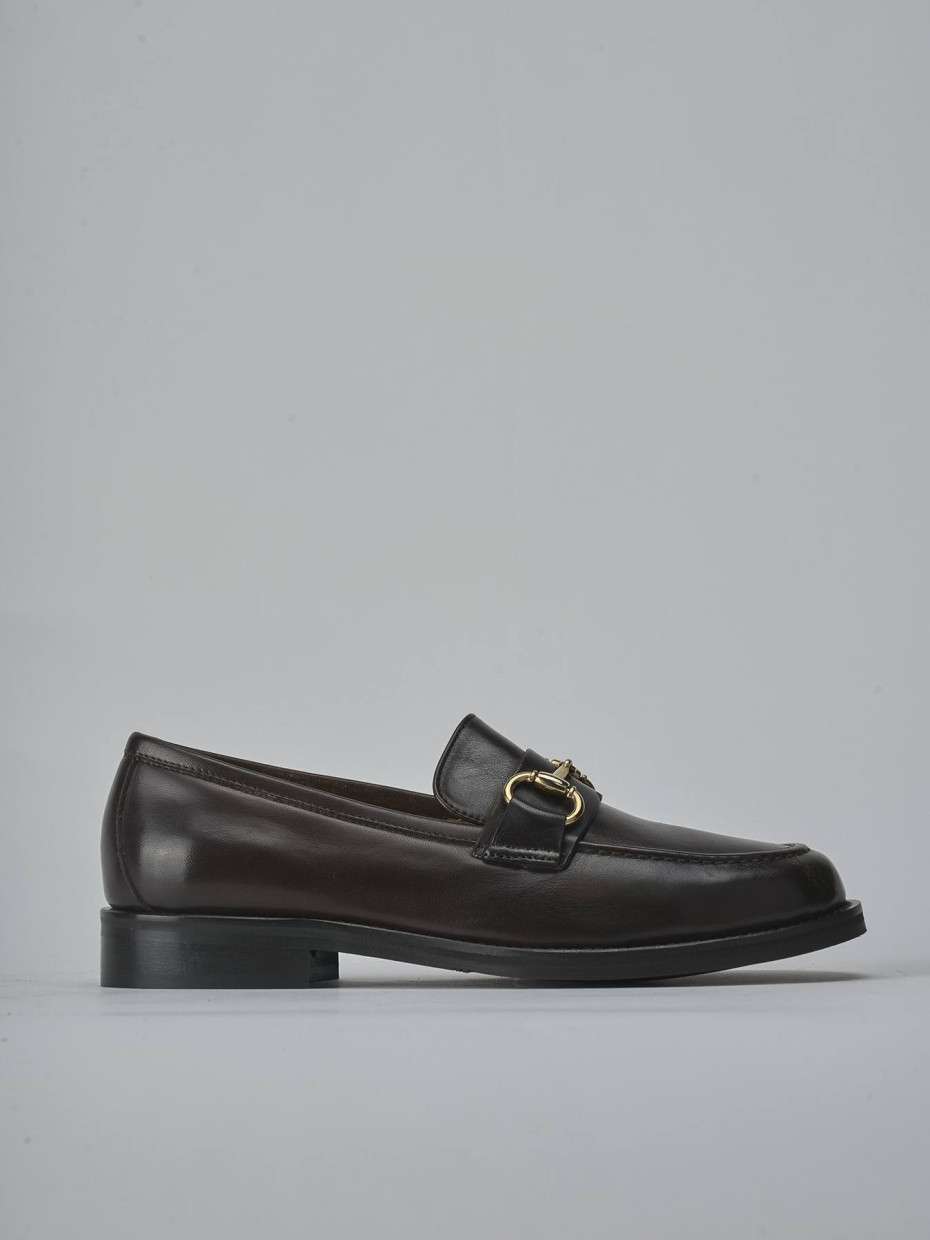 Mocasines tacón 2 cm marrón oscuro cuero