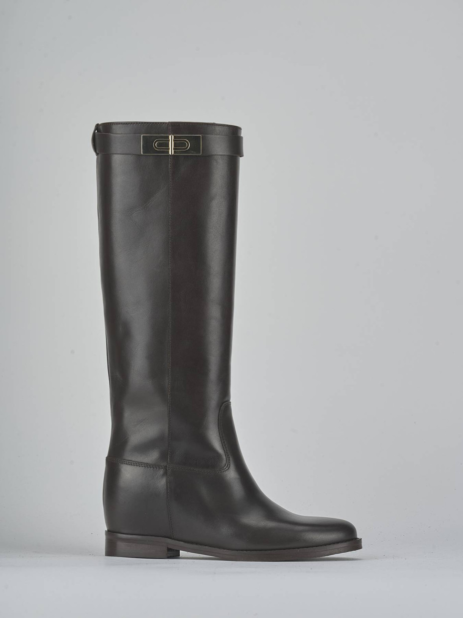 Low heel boots heel 2 cm dark brown leather