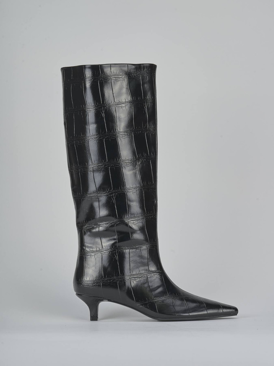 Botas de tacón bajo tacón 4 cm negro pelle sostenibile