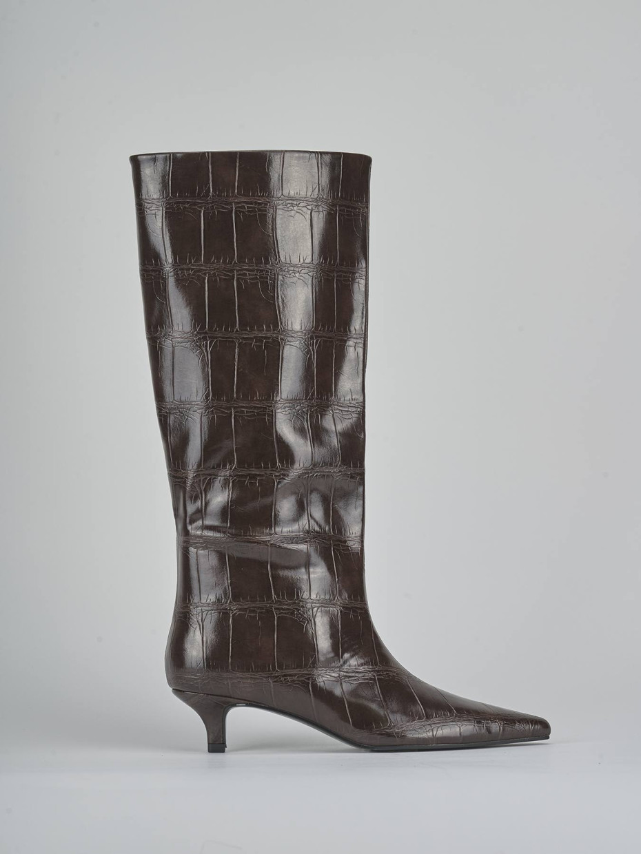 Low heel boots heel 4 cm dark brown pelle sostenibile