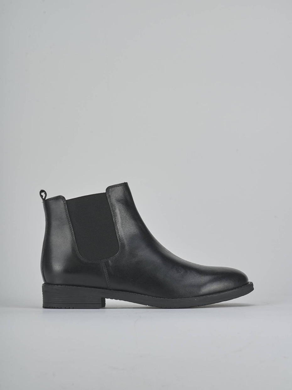 Stivaletti tacco 1cm pelle nero