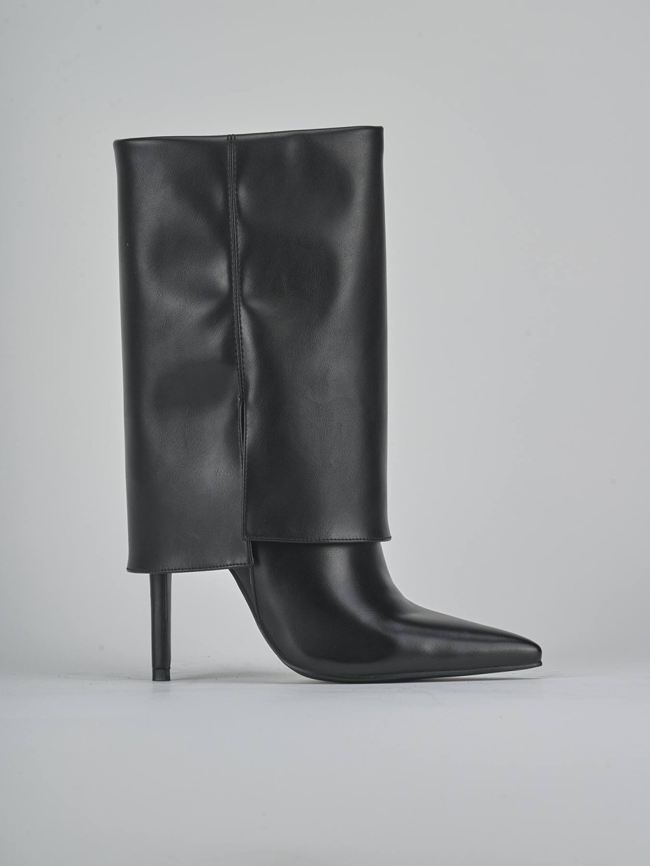 Botas de tacón alto tacón 10 cm negro pelle sostenibile