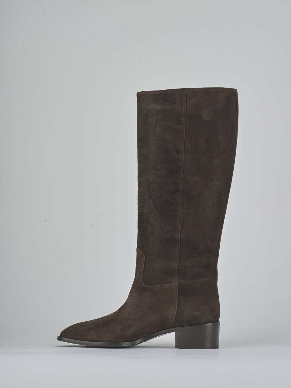 Low heel boots heel 4 cm dark brown suede