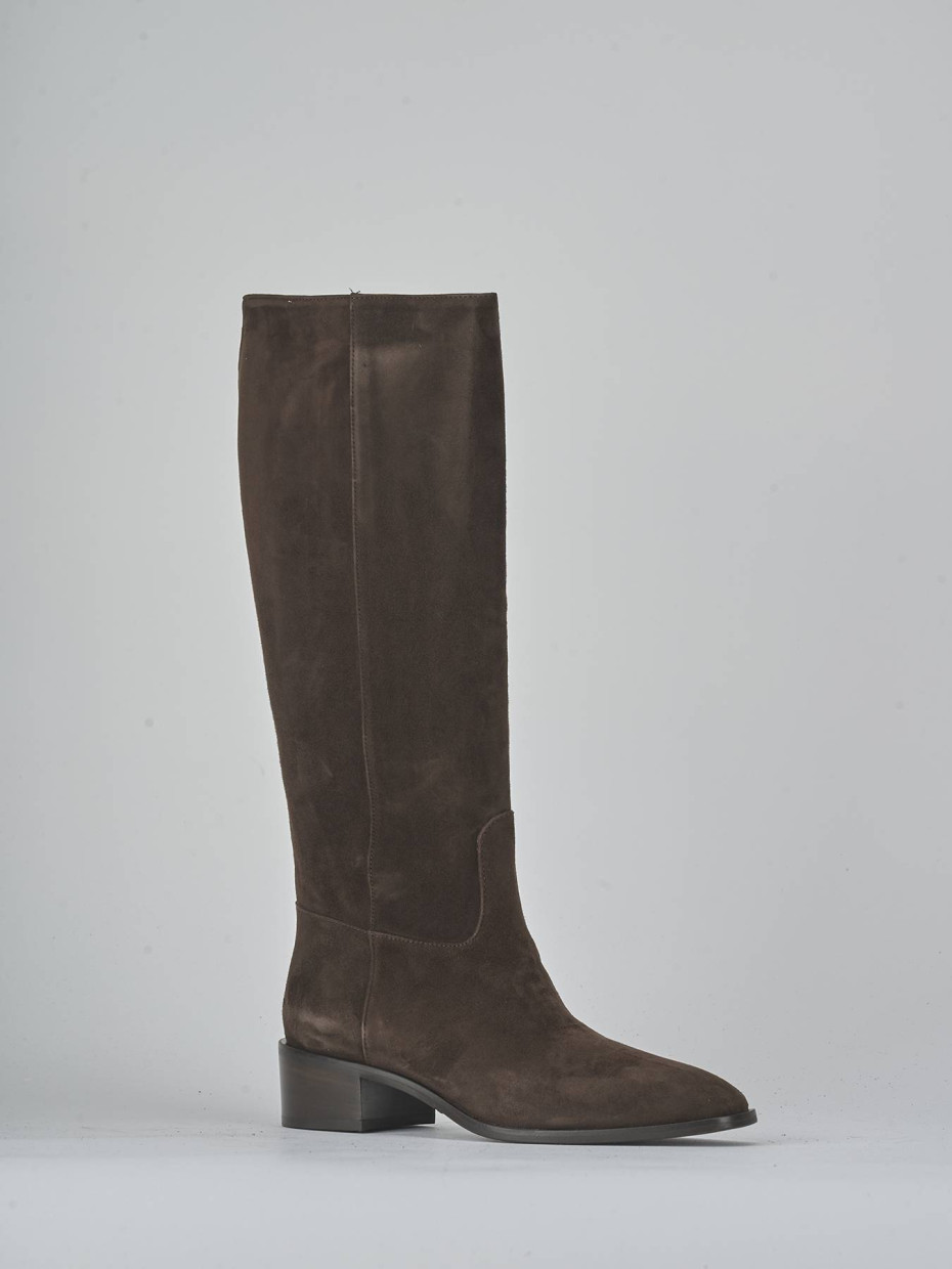 Low heel boots heel 4 cm dark brown suede