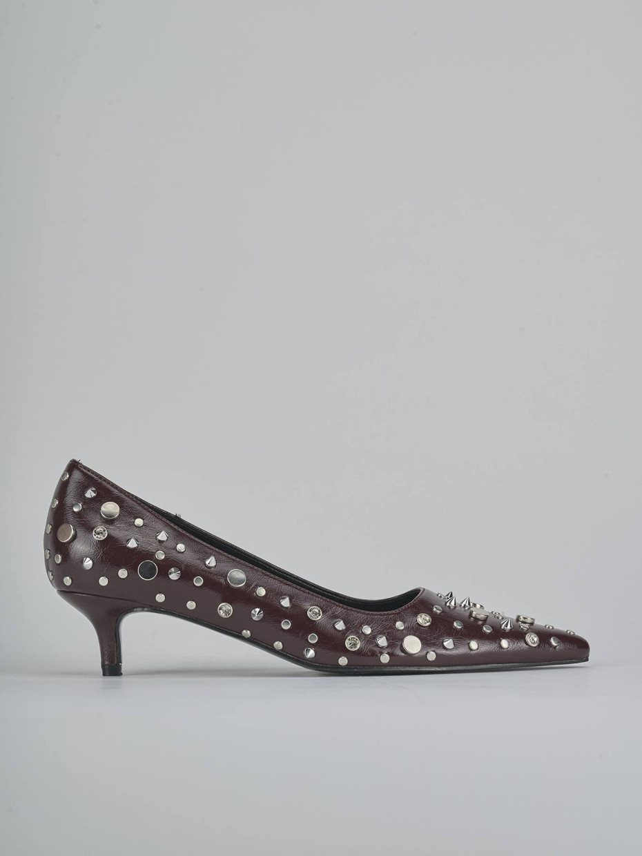 Zapatos de salón tacón 4 cm burdeos pelle sostenibile
