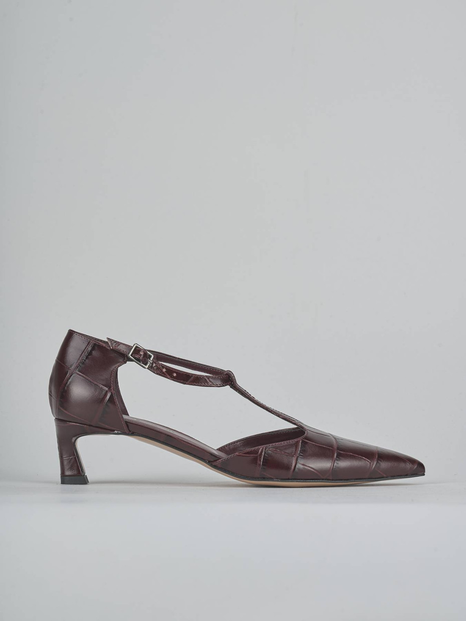 Zapatos de salón tacón 5 cm burdeos efecto coco