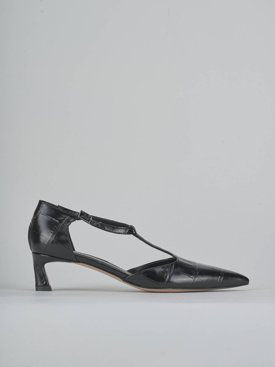 Zapatos de salón tacón 5 cm negro efecto coco