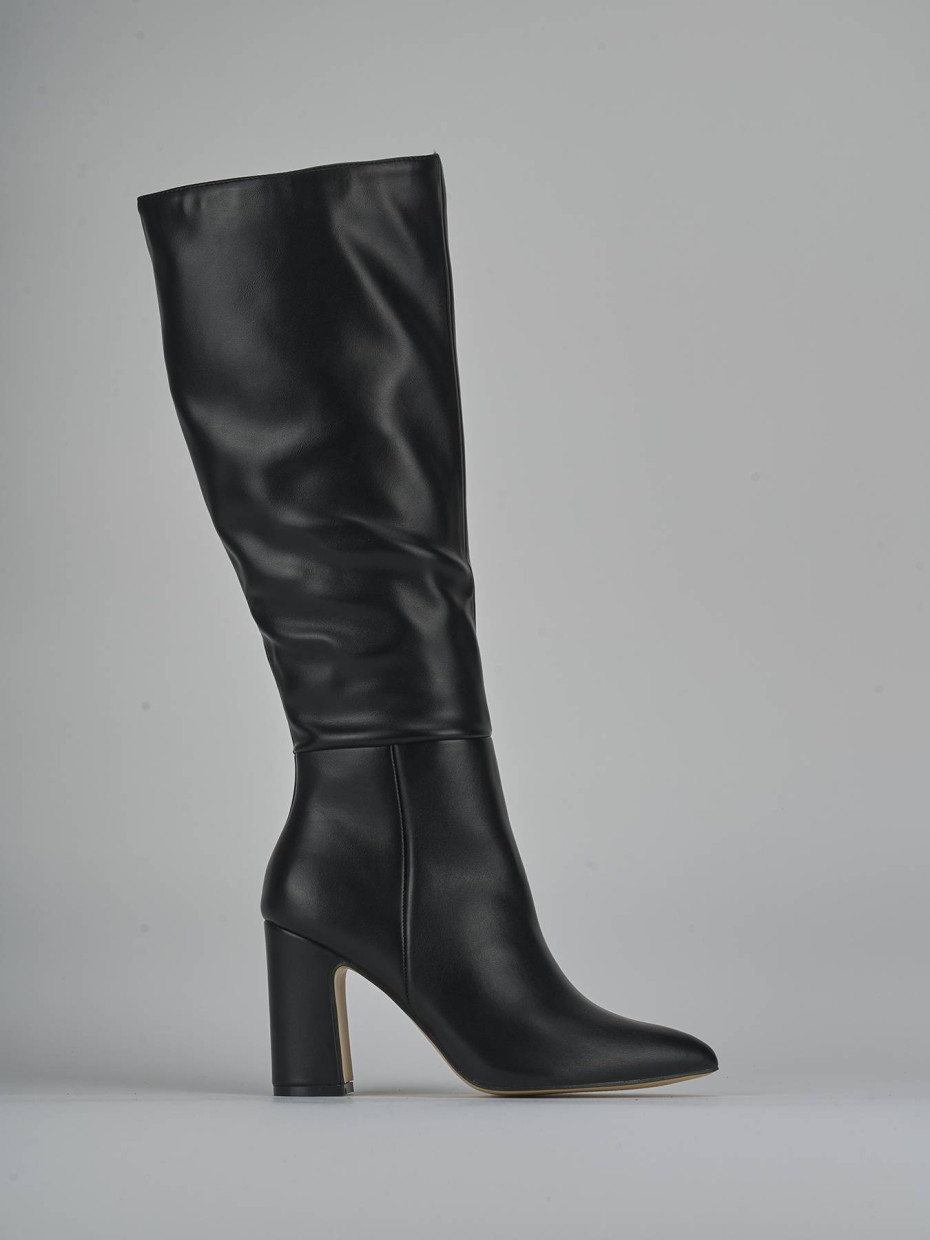 Botas de tacón alto tacón 9 cm negro pelle sostenibile