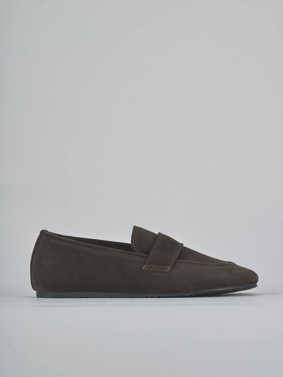 Mocasines tacón 1 cm marrón oscuro ante