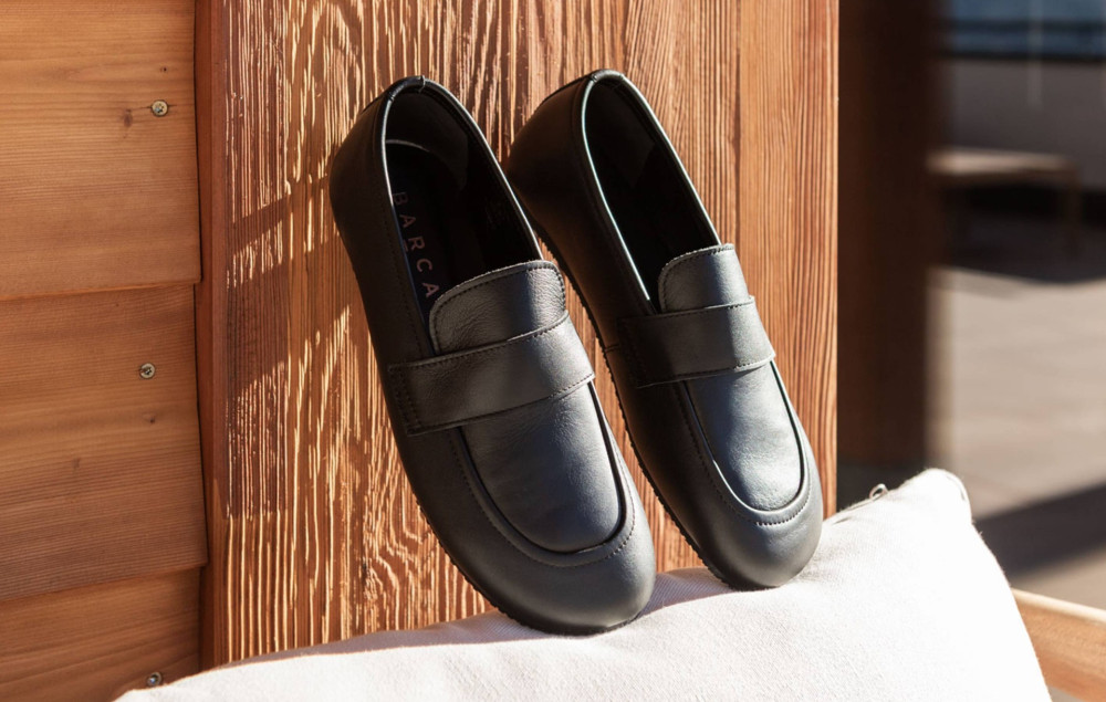 Mocasines tacón 1 cm negro cuero