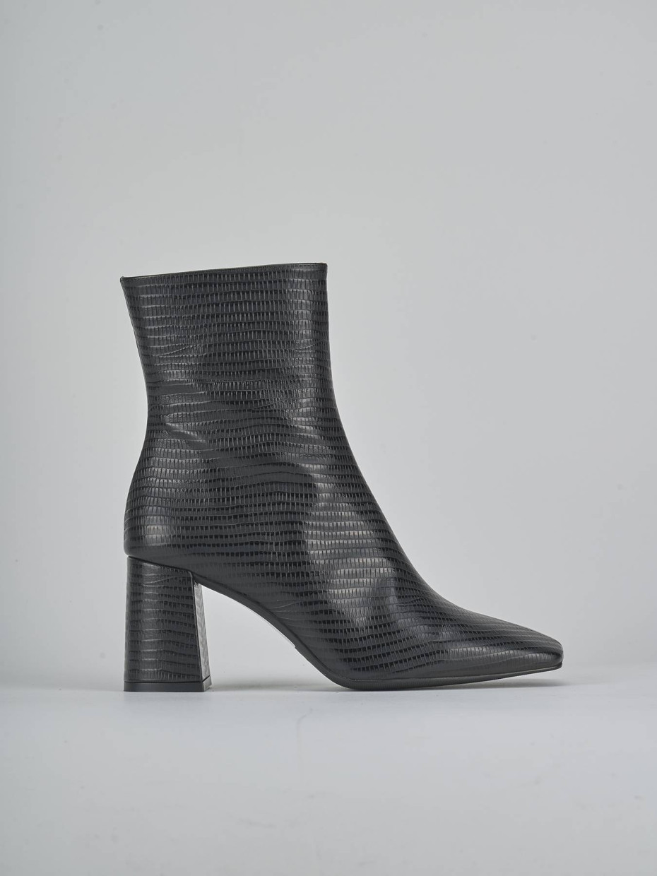 Botines de tacón alto tacón 7 cm negro efecto coco