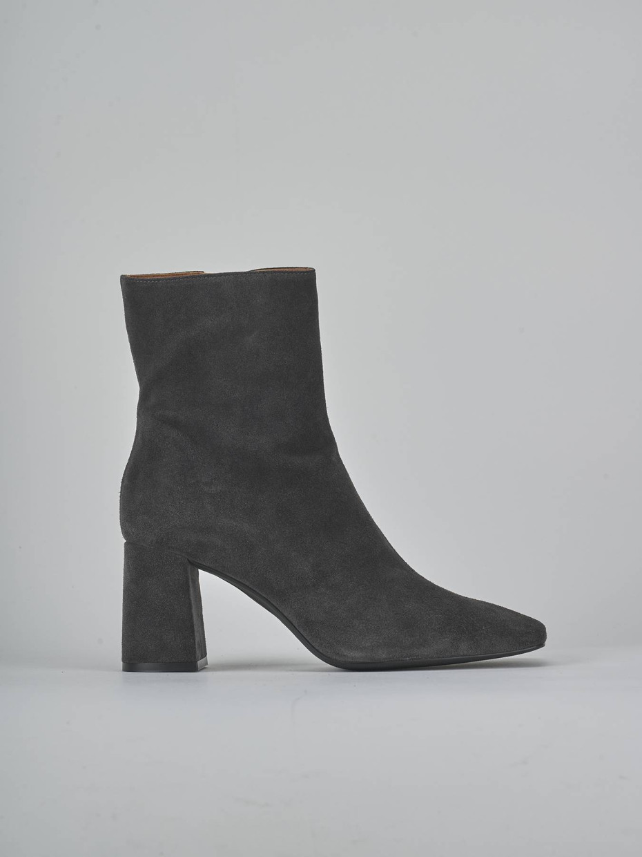 Botines de tacón alto tacón 7 cm gris ante