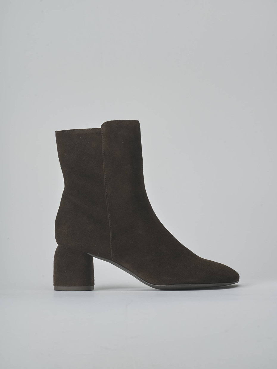 Botines de tacón alto tacón 6 cm marrón oscuro ante