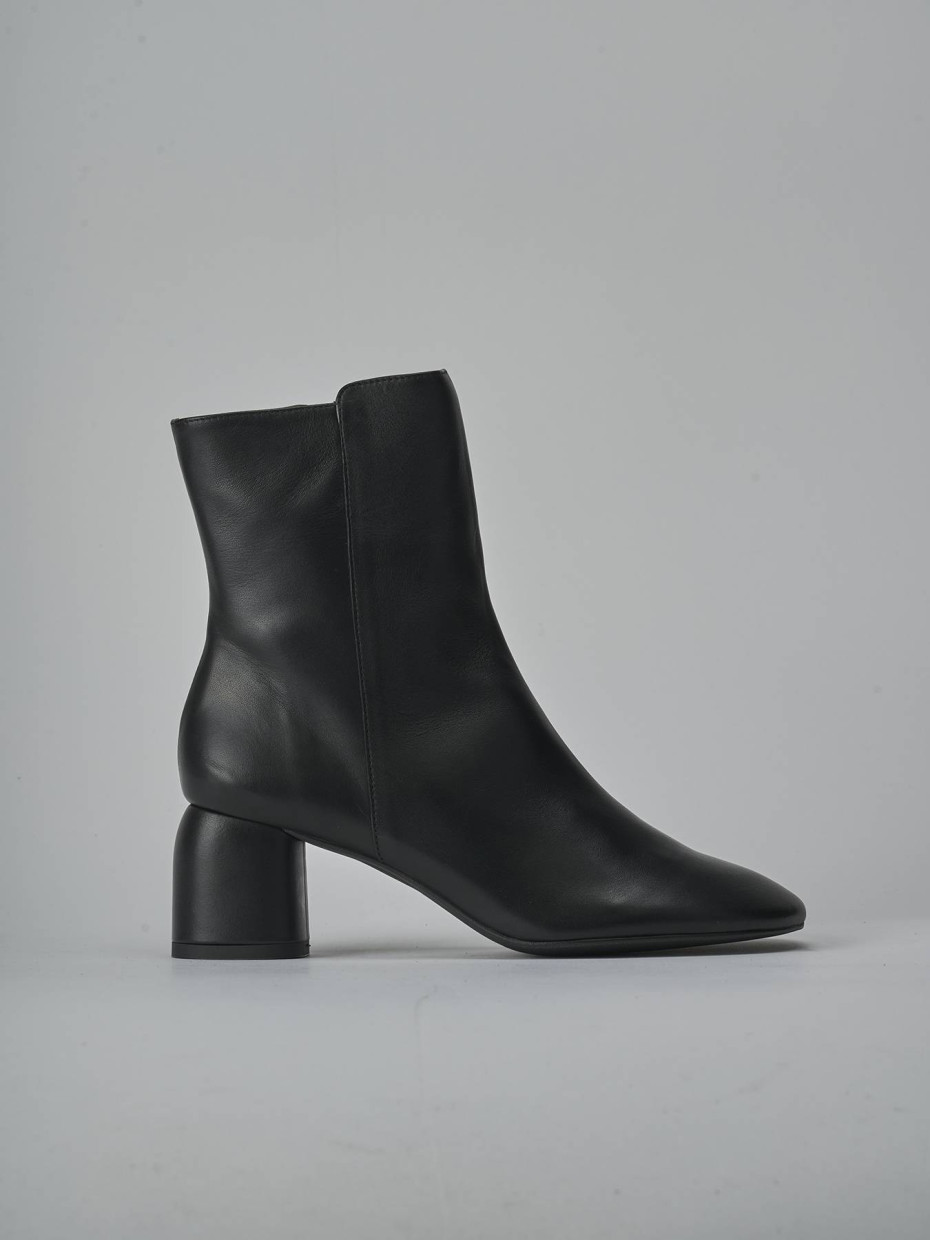 Botines de tacón alto tacón 6 cm negro cuero